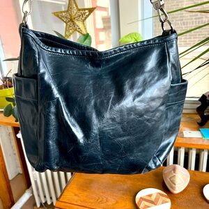 Blue Smoke Leather Bucket Bag